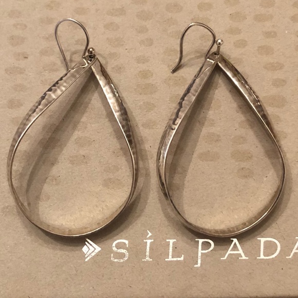 Silpada Hammered Sterling Silver Do The Twist Large Teardrop Earrings W3068